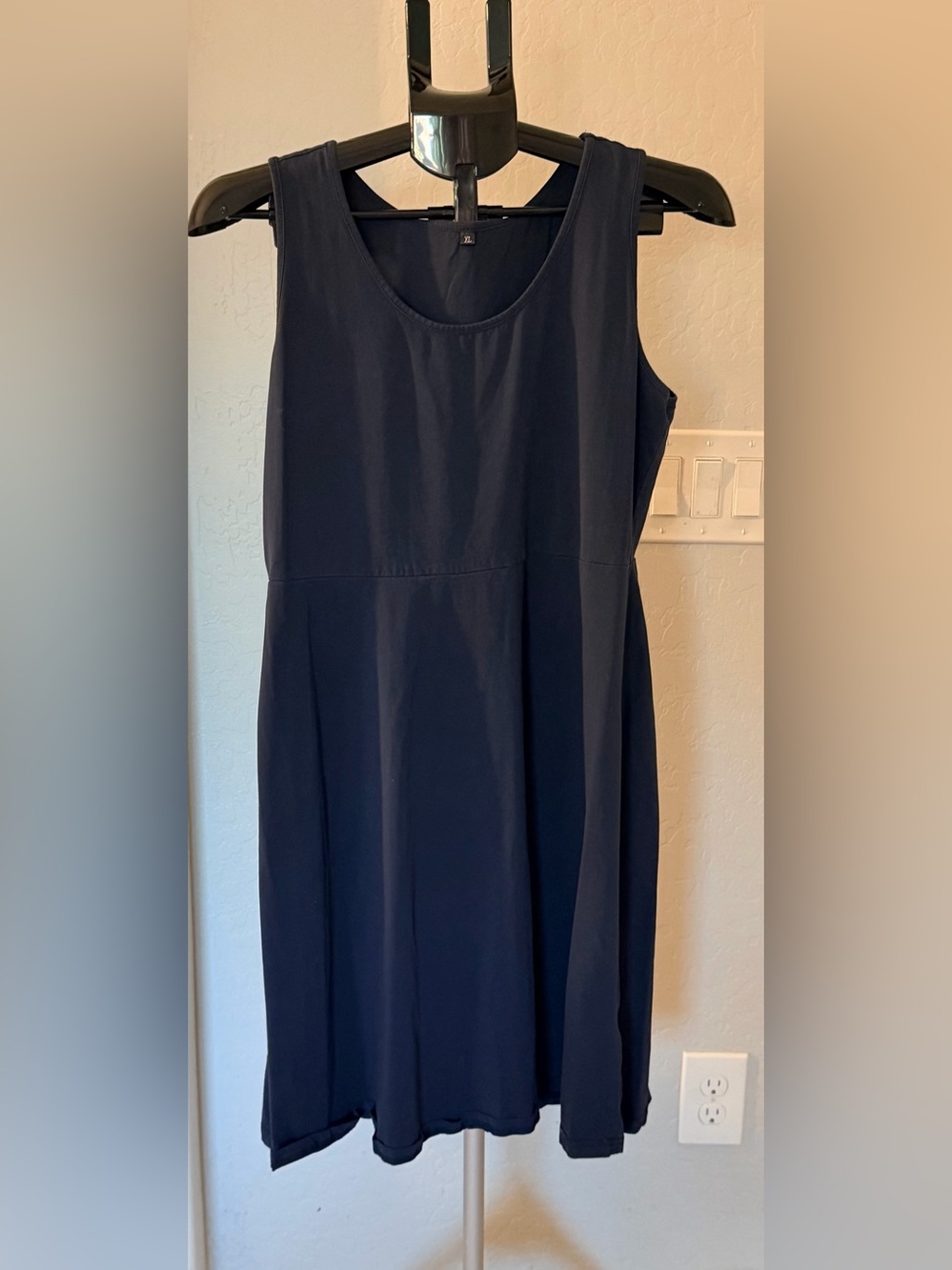 Navy Blue Sleeveless Skater Style A-Line Dress
